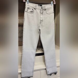 The Kooples Black Bleached Straight Jeans Sleek Design- Distressed Hem